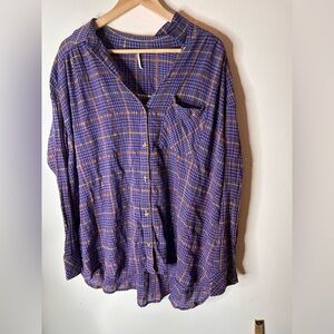 Free People Break My Stripe Plaid Shirt in Violet